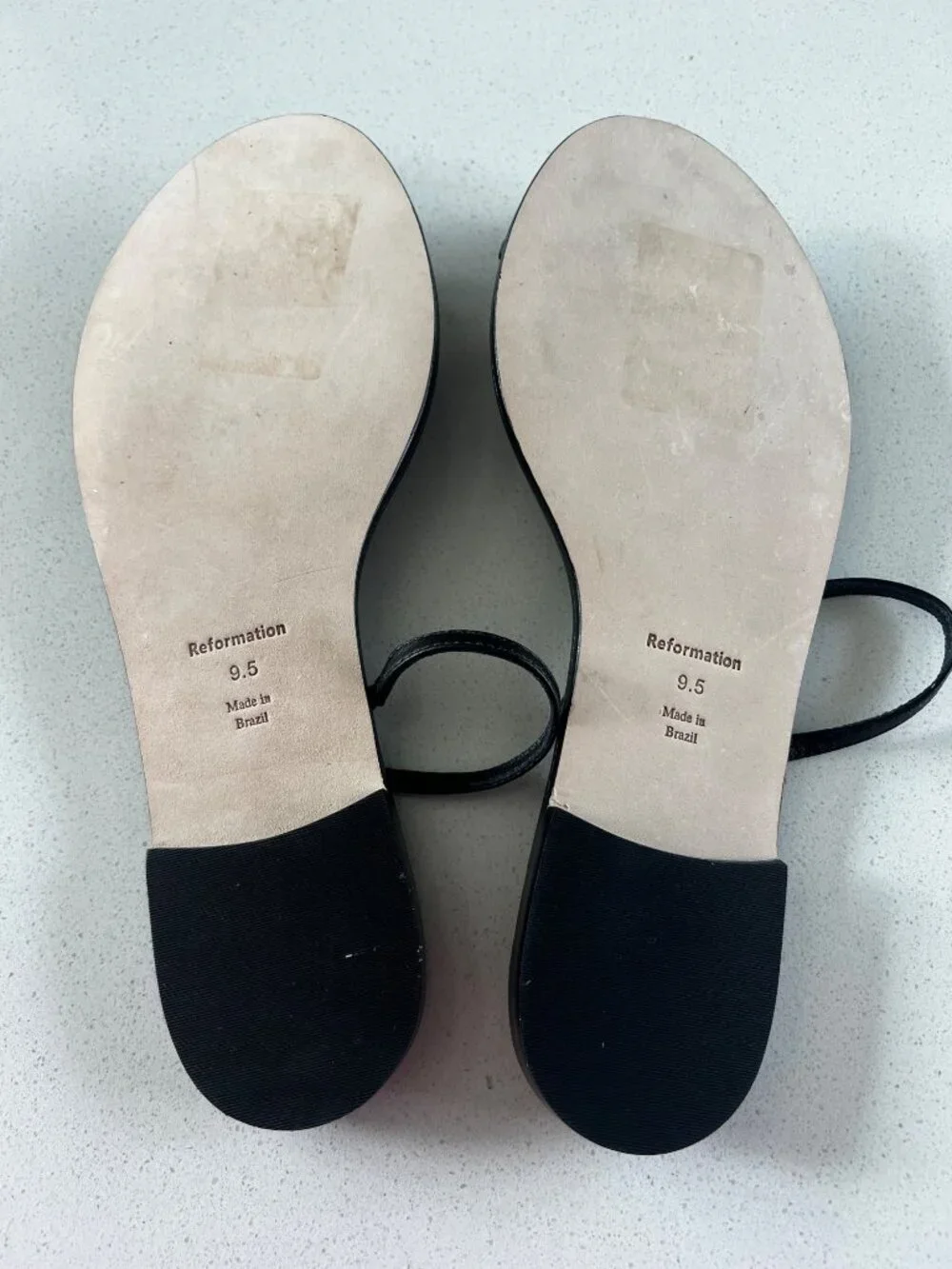 REFORMATION Cassandra BLACK LEATHER Flat Sandals flats size 9.5 NEW - Picture 6 of 7